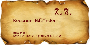 Kocsner Nándor névjegykártya